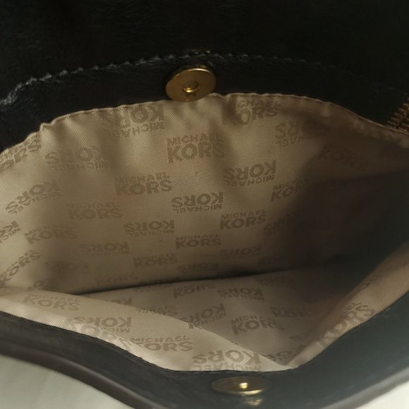 Michael Kors Womens Navy Leather Flap Front Inner Pockets Satchel Handbag Purse - Picture 4 of 15